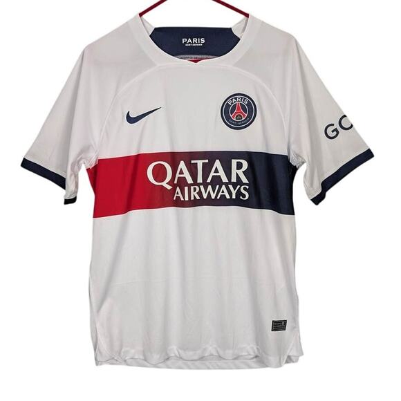 Nike Soccer Jersey Mens Medium White Colorblock Dri-FIT Paris Saint-Germain - Picture 1 of 13